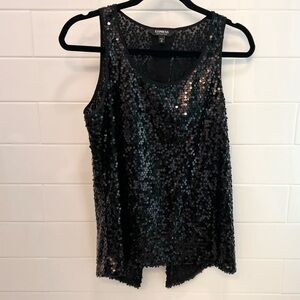 Express Shimmering Black Sequin Tank Top